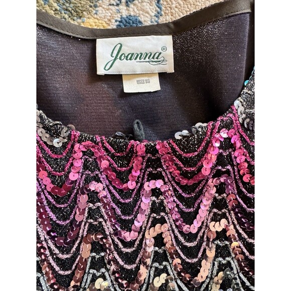 VTG Joanna Blouse Rainbow Sequin Shimmer Crop Top Festival retro Disco 70s 80s - Picture 4 of 5